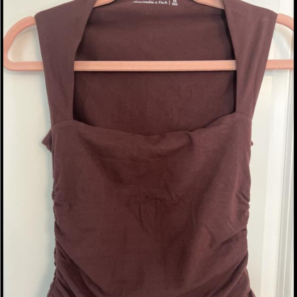 Abercrombie & Fitch Red Ruched Sleeveless Ava Top